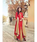 Red Embroidered Art Silk Salwar With Dupatta