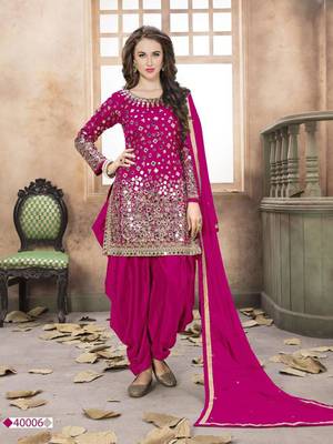 Rani-pink embroidered taffeta salwar 1