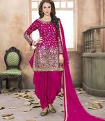 Rani-pink embroidered taffeta salwar