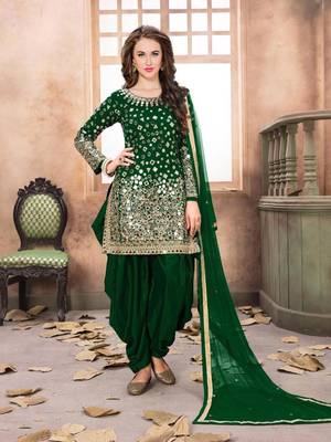 Green embroidered taffeta salwar 1