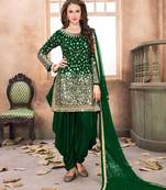 Green embroidered taffeta salwar