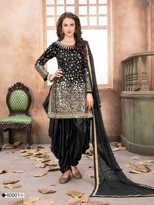 Black embroidered taffeta salwar 1