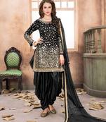Black embroidered taffeta salwar