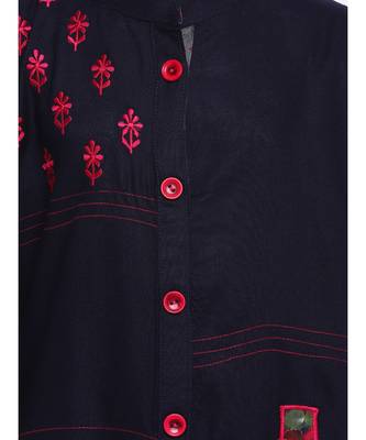 Blue Cotton Embroidered Kurti 3