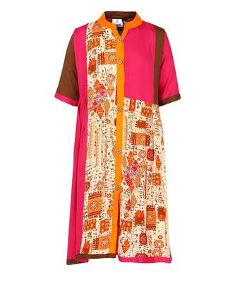 Pink Cotton Regular Kurti 1