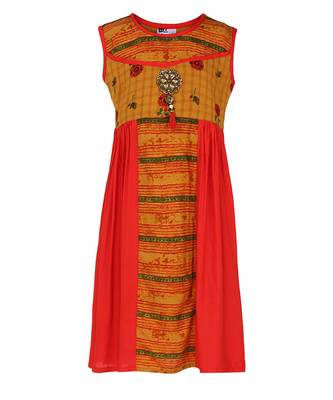 Orange Cotton Regular Kurti 1