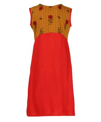 Orange Cotton Regular Kurti 2