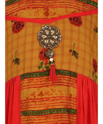 Orange Cotton Regular Kurti 3