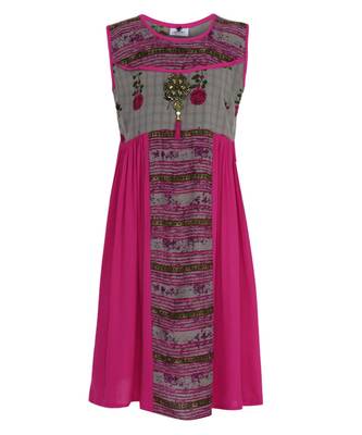 Pink Cotton Regular Kurti 1
