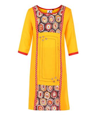 Yellow Cotton Regular Kurti 1