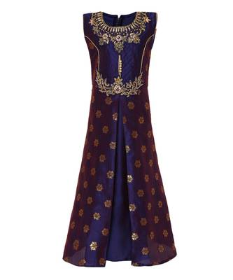 Navy Blue Silk Blend  Gown 1