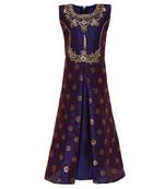Navy Blue Silk Blend  Gown