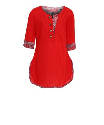 Red Cotton Kurti 1