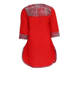 Red Cotton Kurti 2