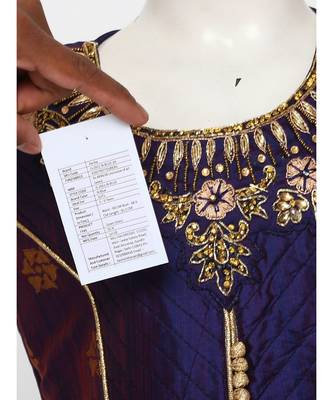 Navy Blue Silk Blend  Gown 4
