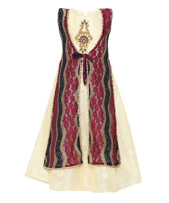 Red Embroidered Nylon Kids Girl Gowns 1