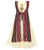 Red Embroidered Nylon Kids Girl Gowns