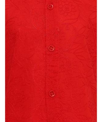 Red Cotton Regular Kurti 3