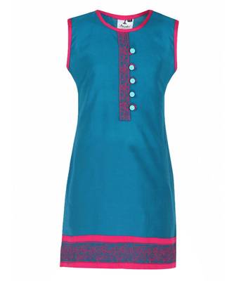 Blue Cotton Regular Kurti 1