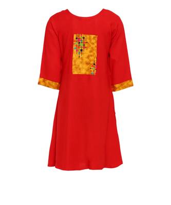 Red Cotton Regular Kurti 2