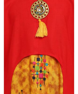 Red Cotton Regular Kurti 3