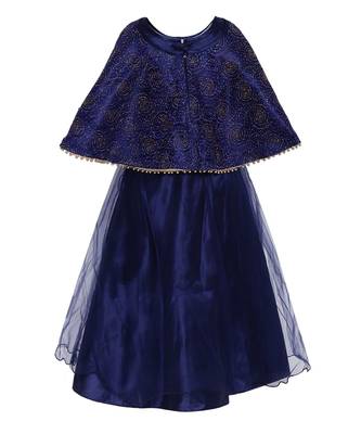 Navy Blue Net Gown 4