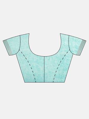 Blue woven cotton saree with blouse 3