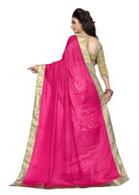 Pink Embroidered Chiffon Saree With Blouse 3