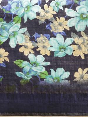 Kimisha Women's Blue Silk Blend Floral Digital Printed Saree 4