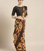 Kimisha Women's Yellow Silk Blend Floral Digital Printed Saree