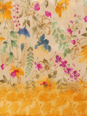 Kimisha Women's Yellow Silk Blend Floral Digital Printed Saree 4