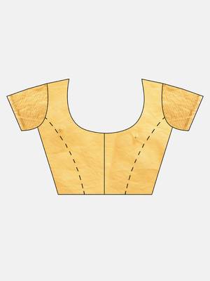 Yellow woven cotton saree with blouse 3