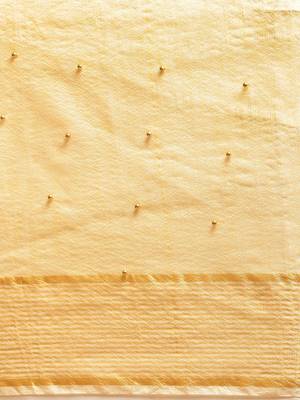 Yellow woven cotton saree with blouse 4