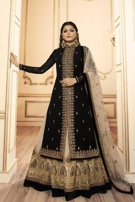 Black Embroidered Faux Georgette Salwar 1