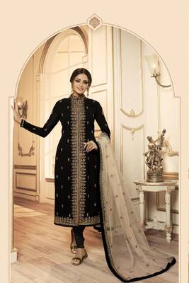 Black Embroidered Faux Georgette Salwar 2