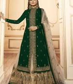 Dark Green Embroidered Faux Georgette Salwar