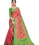 Pink Woven Silk Saree With Blouse