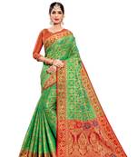 Green Woven Silk Saree With Blouse