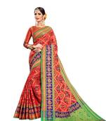 Red Woven Silk Saree With Blouse