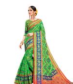 Green Woven Silk Saree With Blouse