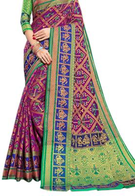 Purple Woven Silk Saree With Blouse 2
