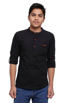 Black plain cotton kids-tops