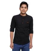 Black plain cotton kids-tops