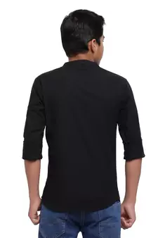 Black plain cotton kids-tops