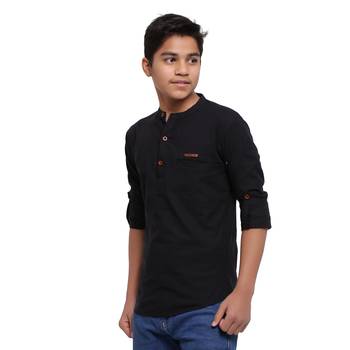Black plain cotton kids-tops 3