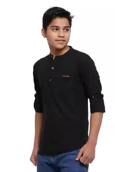 Black plain cotton kids-tops