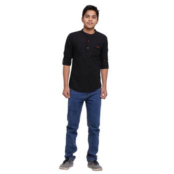 Black plain cotton kids-tops 4