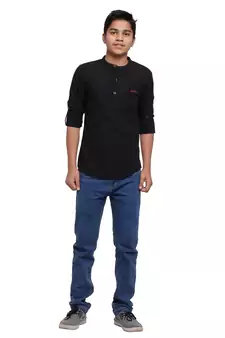 Black plain cotton kids-tops