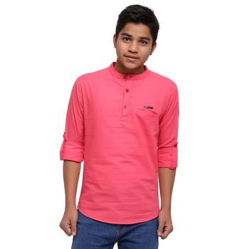 Pink plain cotton kids-tops 1