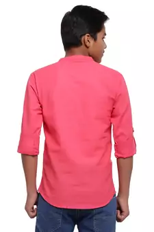 Pink plain cotton kids-tops